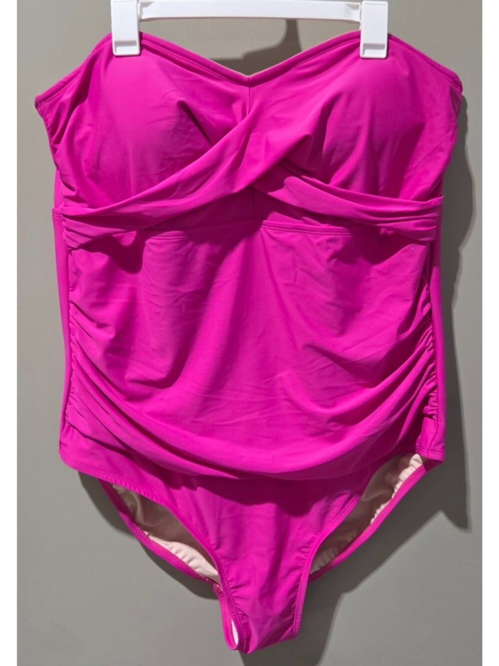 Kona Sol Hot Pink Full Coverage & Tummy Control 1 Pc Swimsuit -- Plus Size 24 3X